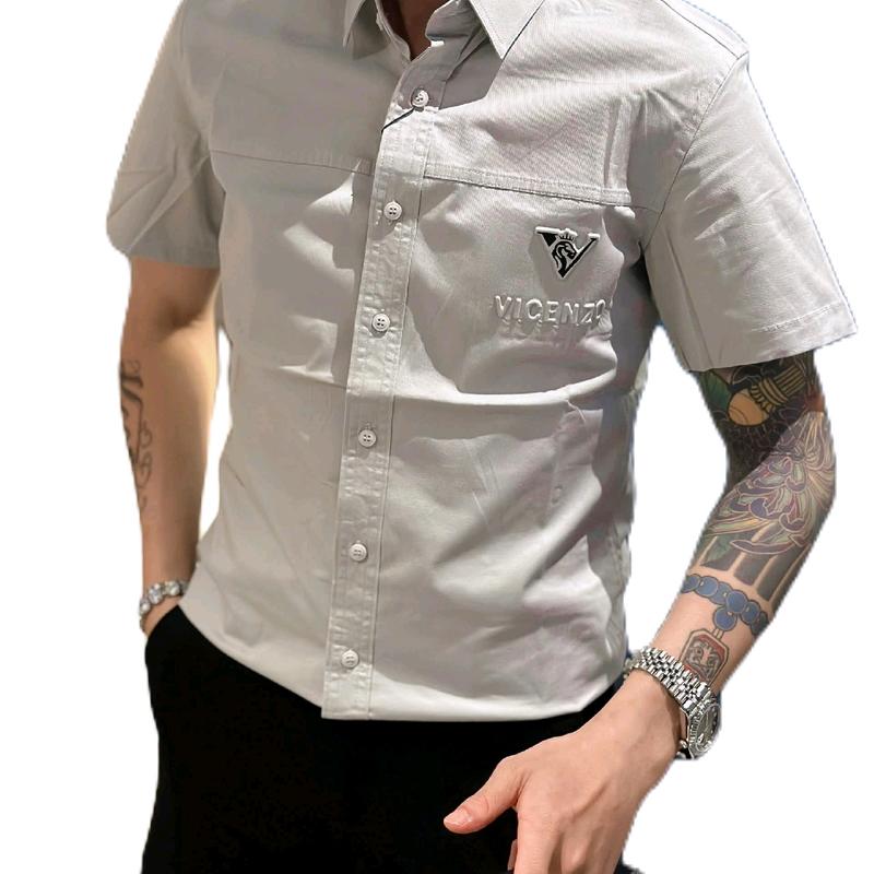 Áo sơ mi Nam ngắn tay vải kaki cao cấp Menswear Có Cổ mã 3505 sominam dep đi làm văn phòng thường Shirt Trắng