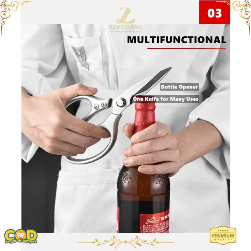 〖ZEY〗 Gunting Dapur Tajam & Tebal Made in Japan Premium Scissors SK5 Steel Gen 4 - Gunting Dapur Multifungsi Baja Tahan Karat original Kitchenware 4