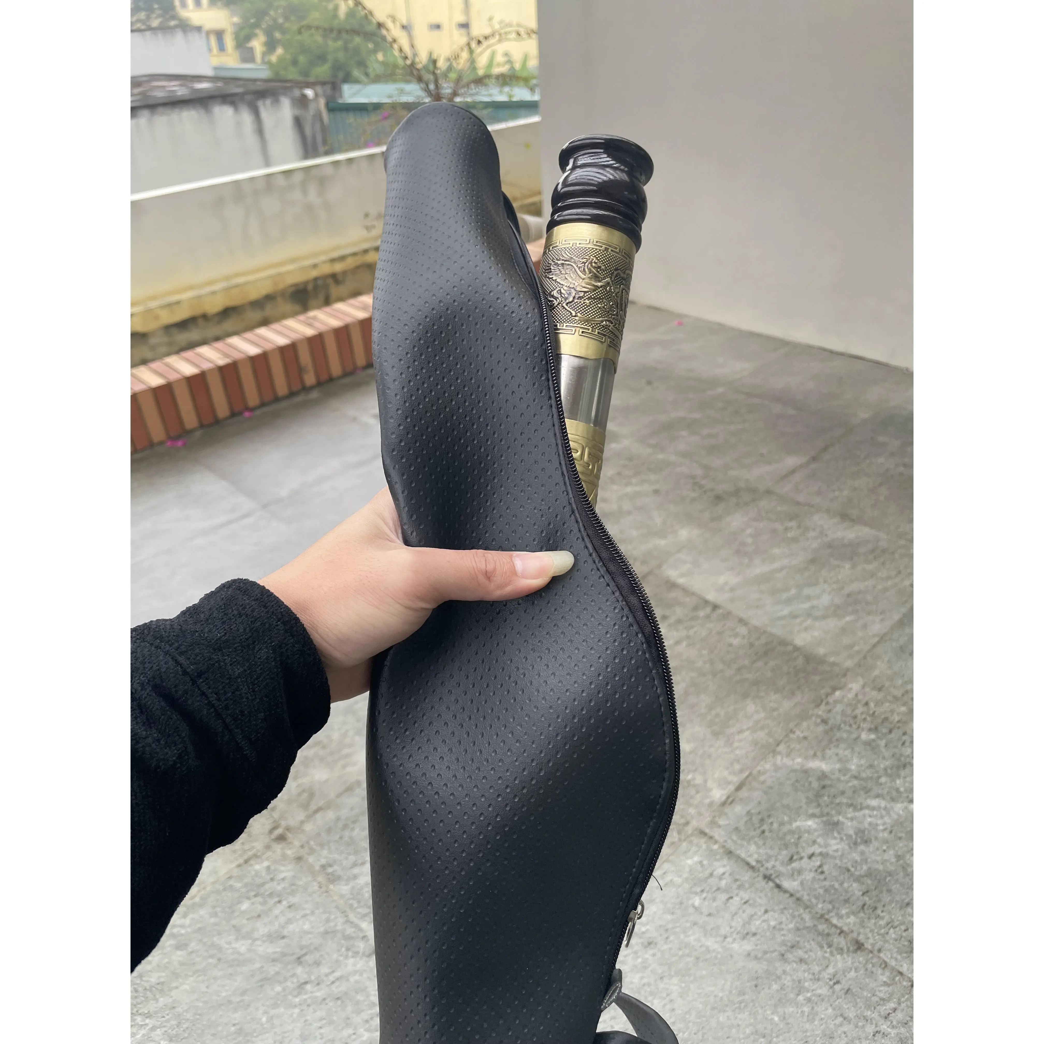 sào inox bọc đồng caro rút gọn tặng kèm bao da