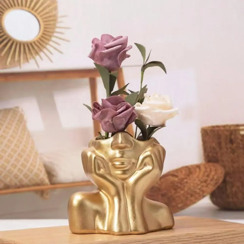 Human Face Design Vase, 1 Count Creative Flower Arrangement Vase, Decorative Vase for Home Living Room Bedroom Dining Room, Home Decor, Ornaments