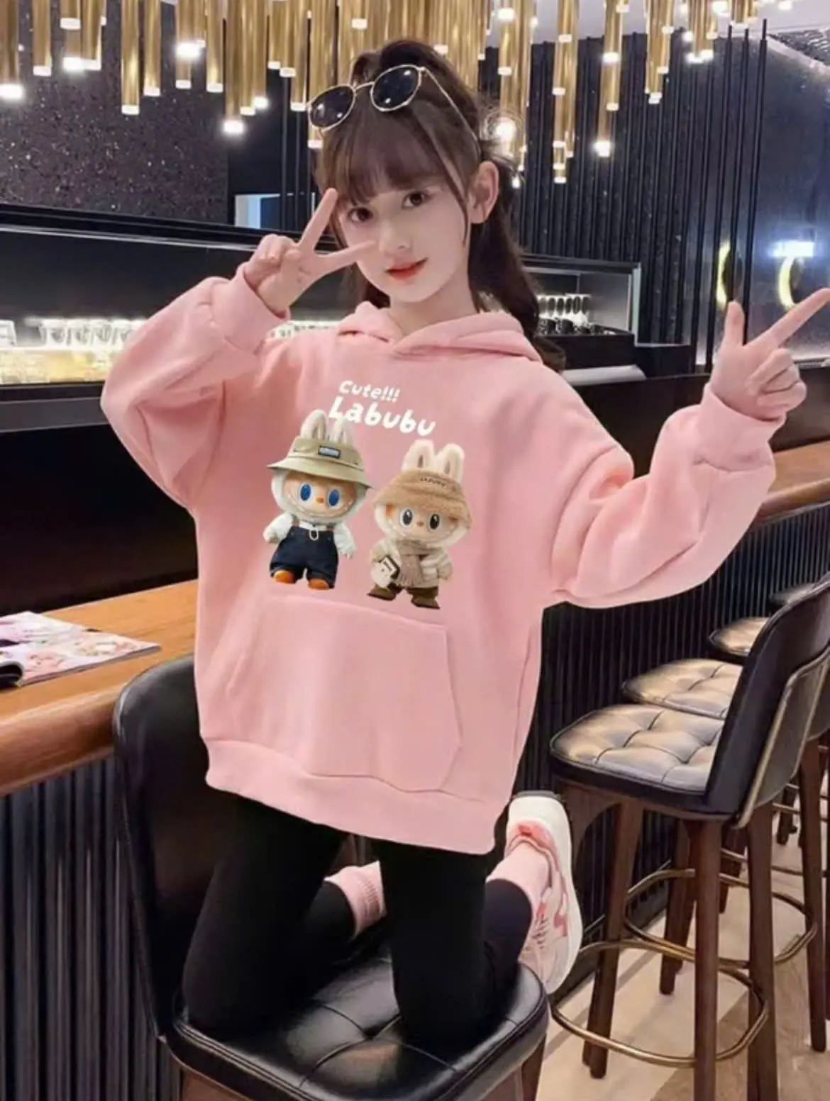 [XẢ KHO]Áo hoodie in hình labubu+kuromi gồm 9 màu cho bé sz9-45kg(D9)