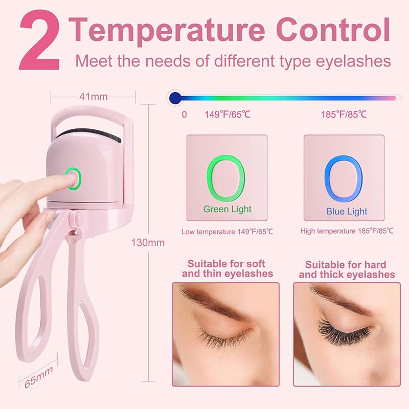 Product Introduction of Heated Eyelashes Curler, USB Rechargeable Electric Eyelash Curlers with 2 Level Temp,Quick Heating & Long-Lasting Curling Effect 7
