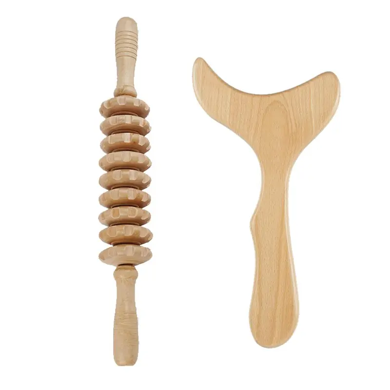 Wooden Massage Tool Set, 2 Counts/set Manual Massage Tool, Body Shaping Tool, Muscle Relaxation Tool, Suitable for Home and Professional Use,  Skincare Tools 0