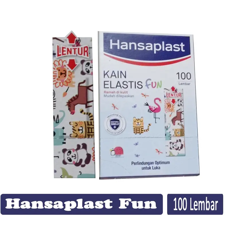 Hansaplast Junior Fun Kain Elastis 100 Lembar Motif Lucu & Menarik Perindungan Optimum untuk Luka Perekat Kuat 4