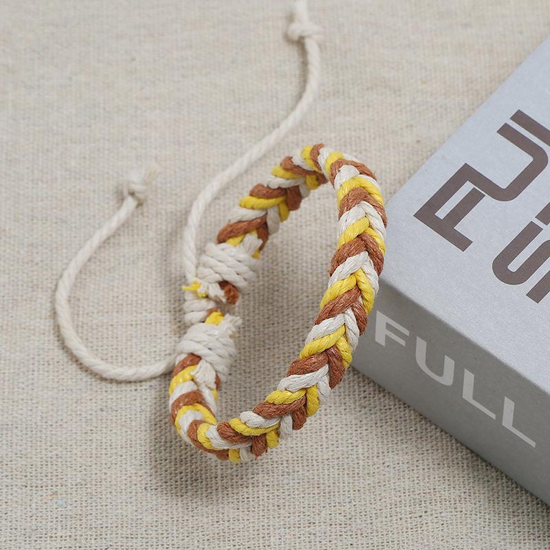 Ethnic Style Colorful Weave Rope Adjustable Bracelet Handmade Hemp Rope Wristbands Bracelets For Couple Simple  Gift 1