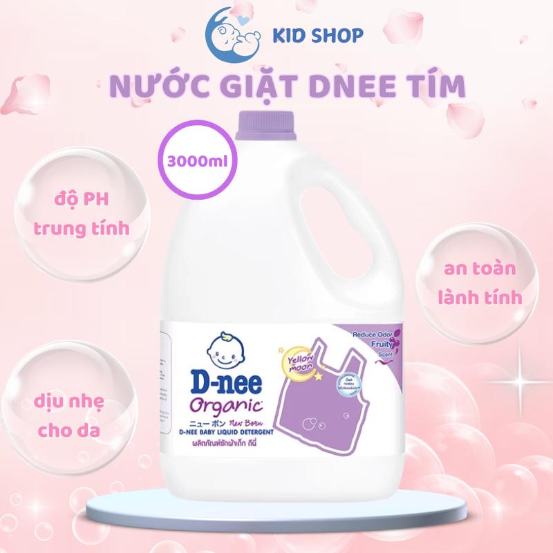 Nước giặt quần áo Dnee Tím 3000 ML- Yellow Moon hương hoa oải hương làm sạch vết bẩn cứng đầu