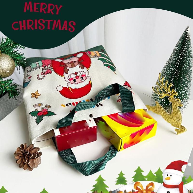 Product Introduction of Tutorial Bags 2025 Xmas Tote Bag Large Capacity ChristmasTree Santa Claus Crossbody Bag Reusable Christmas Gift Bags One Shoulder Handbag for Students 12