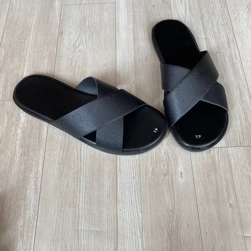 Dép Da Nam quai chéo X ,quai da sit - đế cao su đúc vân nhám chống trơn trượt DéP Slipper Nhung
