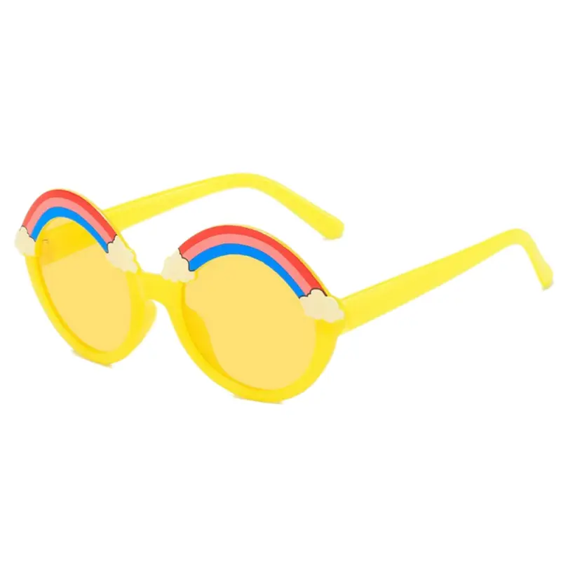 Kid Boys Girls Fashion Rainbow Sunglasses, Vintage Round Shape Sun Protection Glasses for Outdoor