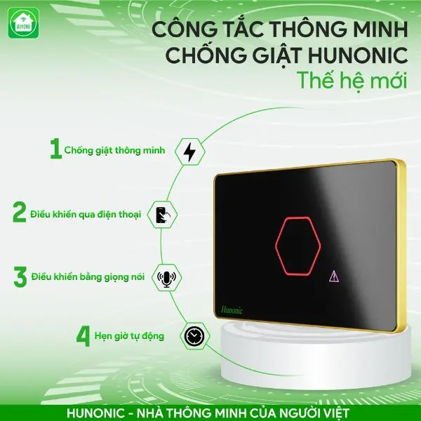 [CHỐNG GIẬT] Công tắc cảm ứng Hunonic Datic 1 Nút Công Suất Lớn kết nối Wifi điều khiển bình nóng lạnh, điều hoà 6