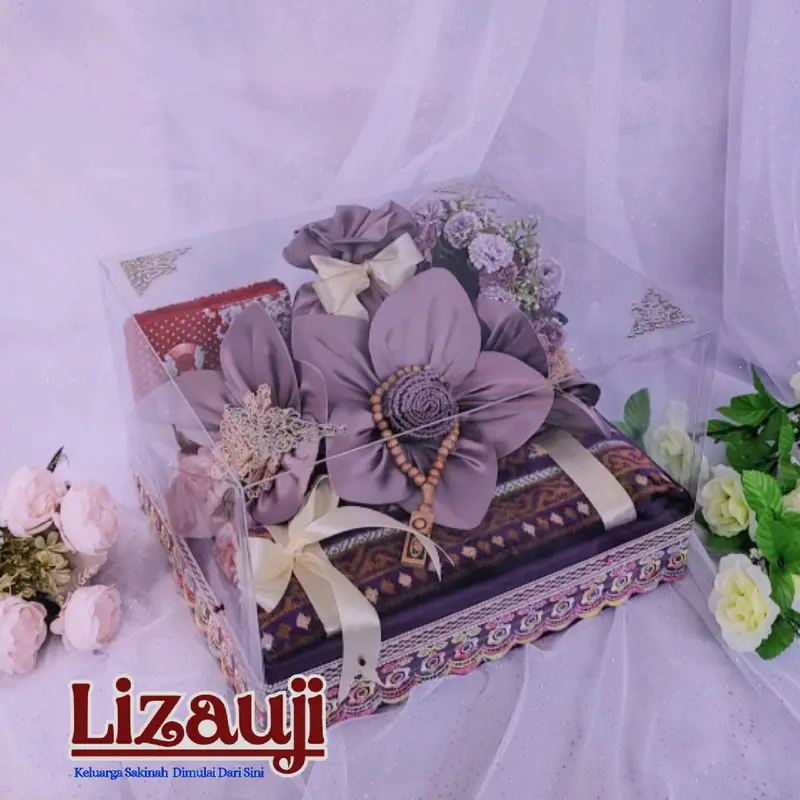 mahar pernikahan/Mahar nikah seperangkat alat sholat bunga tiga satin/mahar mukena satin/hantaran/seserahan Mukena 0