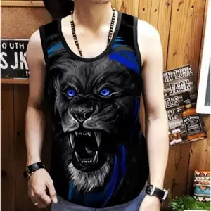 ShopAoi Singlet / Kaos tanpa lengan / Kaos Dalam / T-shirt Distro / Singlet Polos Singa Biru Murah Santai Hitam Motif Pria