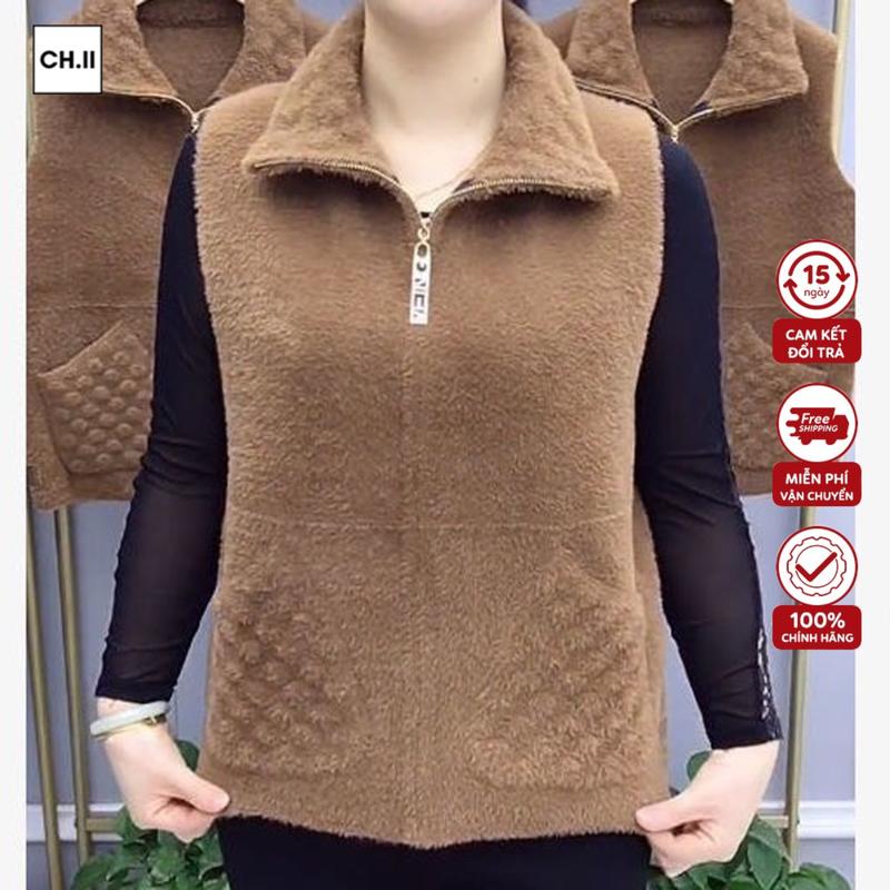 Áo Gile trung niên cao cấp ,chất lông dày dặn Chiishop, áo khoác nữ mùa đông ấm áp-Qùa tặng mẹ,tặng bà mã GL102 Top