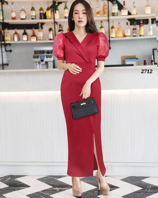 Joanne Fashion - Dress Panjang Wanita Mewah Casual Formal Kekinian Korean Style Bahan Scuba Lembut Premium Terbaru (2712) 2