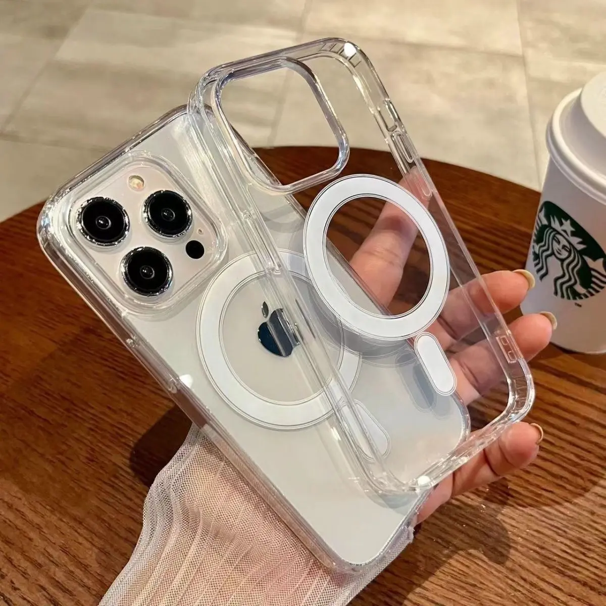 For iPhone Transparent Phone Case Compatible with iPhone 15 Pro Max 11 Simple 14 Magnetic Protection Case 13 Shockproof Protection