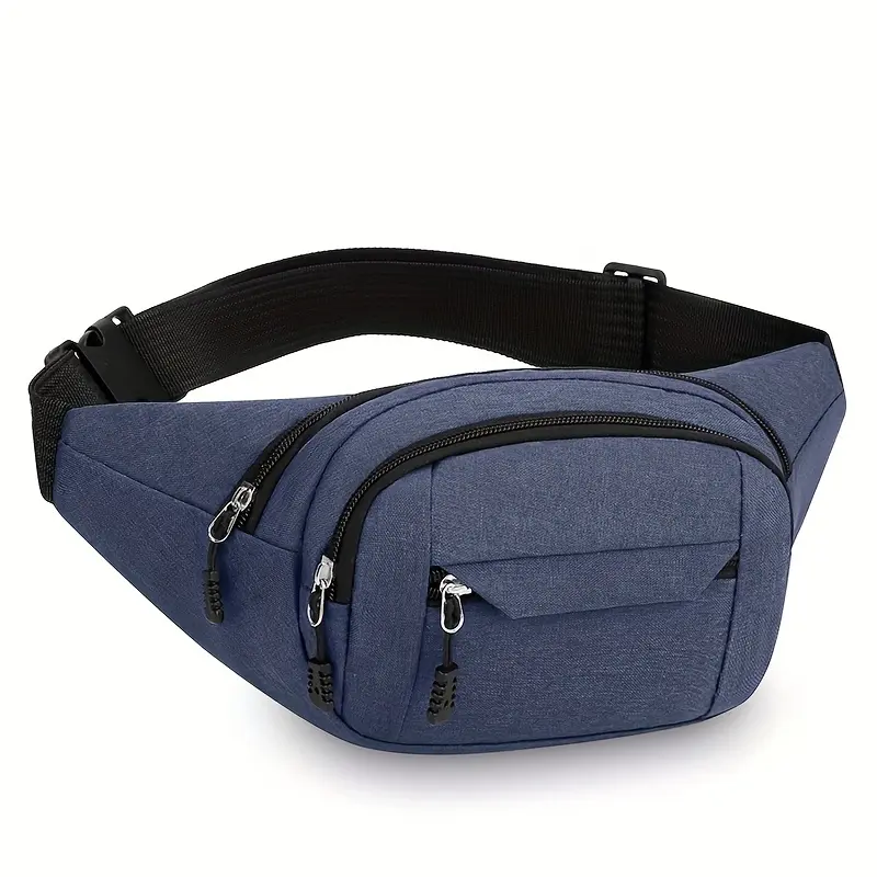 Men'S Nylon Waist Bag- Adjustable Strap, Multiple Zipper Pockets, Outdoor Sports Waist Bag, Suitable for Daily Commuting, Black, Multifunctional Travel Bag| Korean Style Bag| Adjustable shoulder strap bag, bag 6