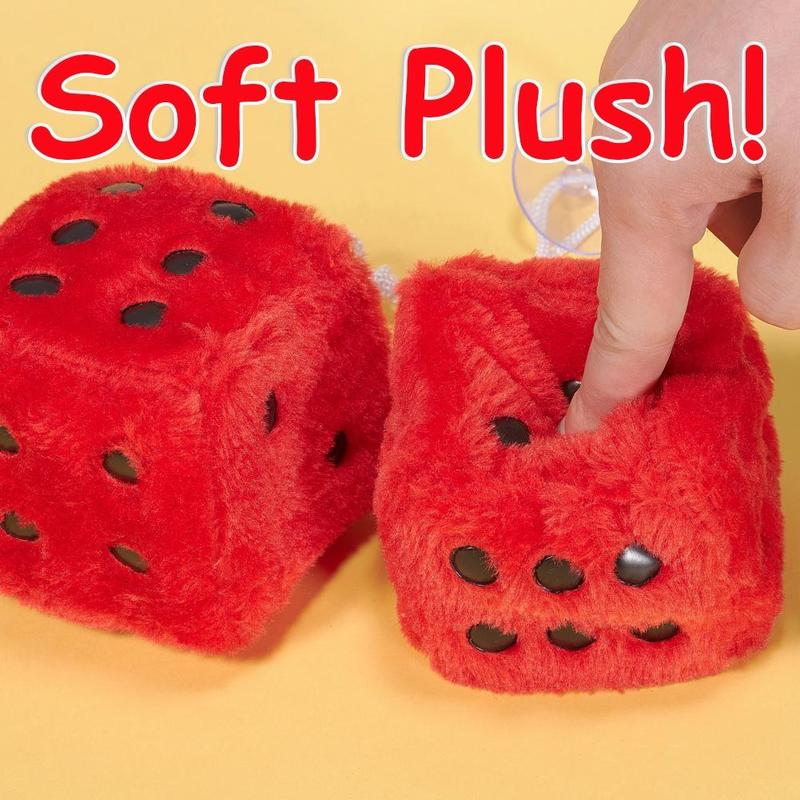 Creative Plush Dice Design Car Hanging Decoration, 1 Pair Soft Dice Car Mirror Hanging Ornament, Car Interior Accessories 6