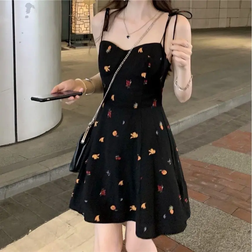 2025 Summer Dress for Women Slim Fit Floral Strap Dress Petite Sweet Spicy Short Dress New Fashionable