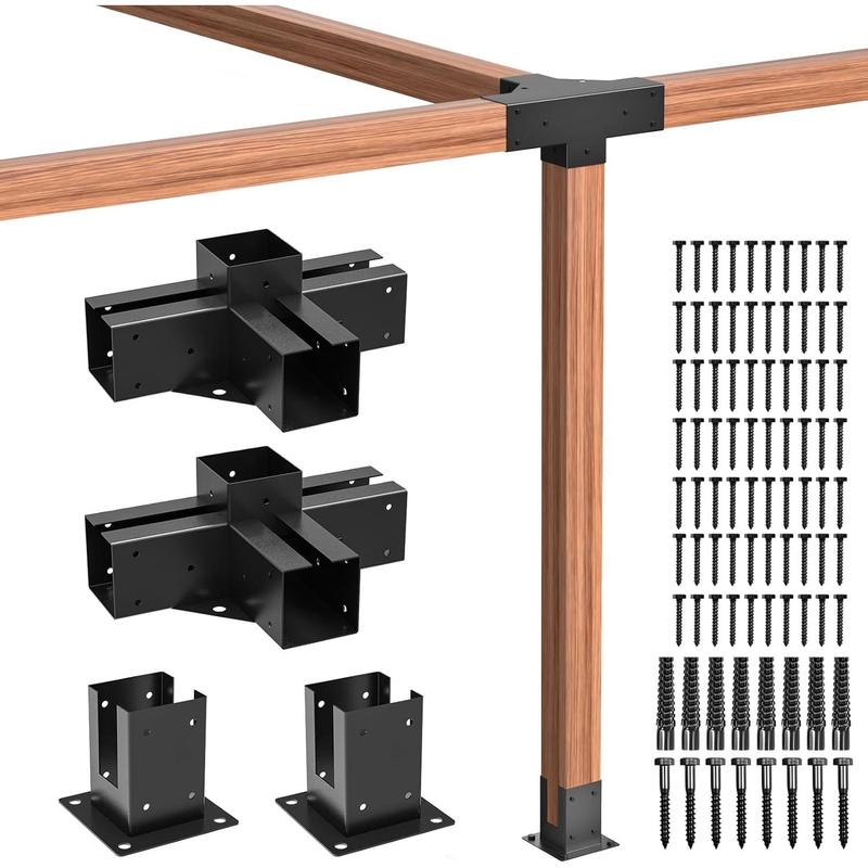 Pergola Brackets Kit 4''x 4'', Gazebo Brackets 2 Set Heavy Duty 4-Way ...