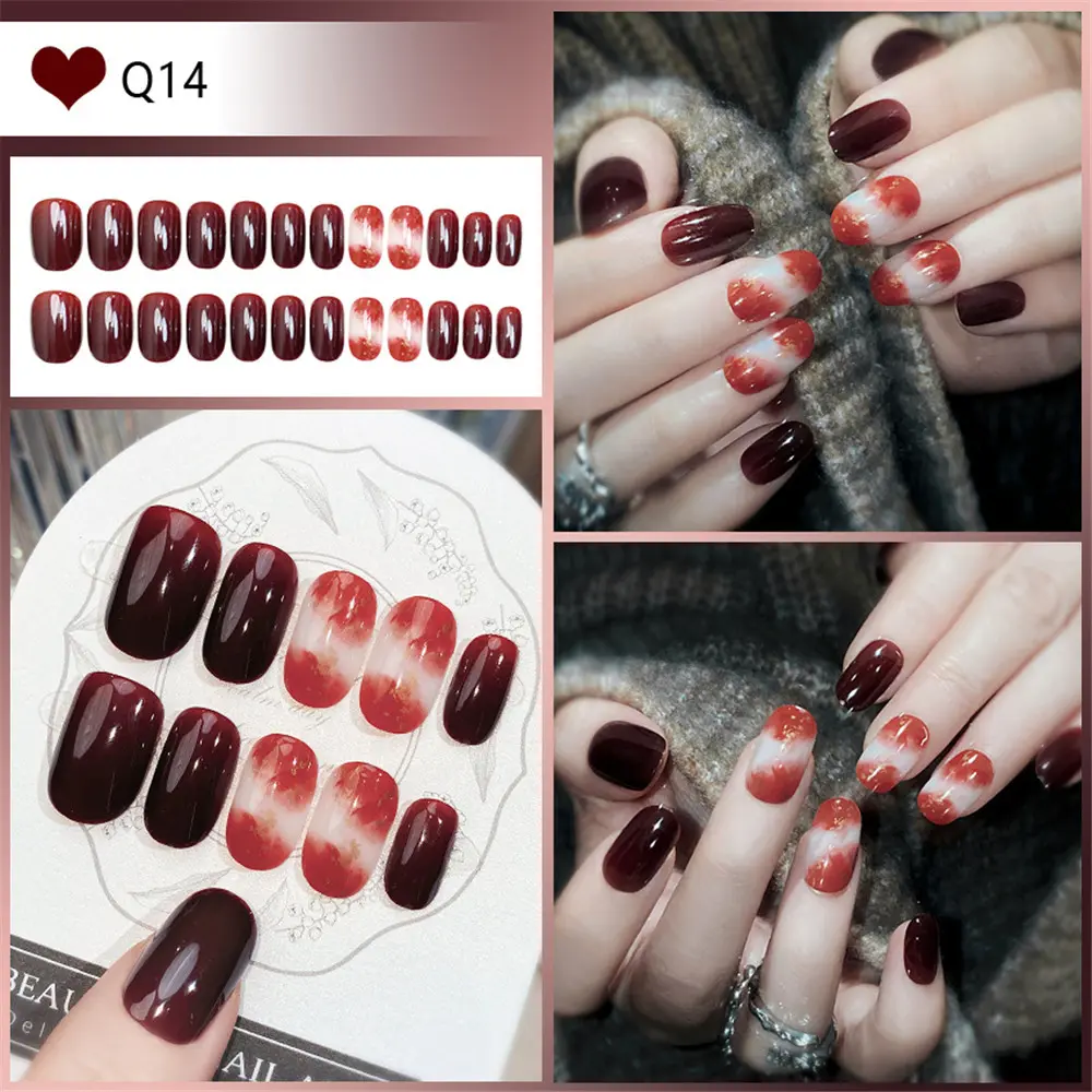 Trendy Pure Desire Press-On Nails 🌸 | 24pcs Sweet Removable Nail Tips for Your Perfect Style Replace nail patches set Y-Q