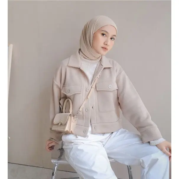 Desy Button Pocket Jacket Wanita Korean Remaja Fleece Tebal Premium