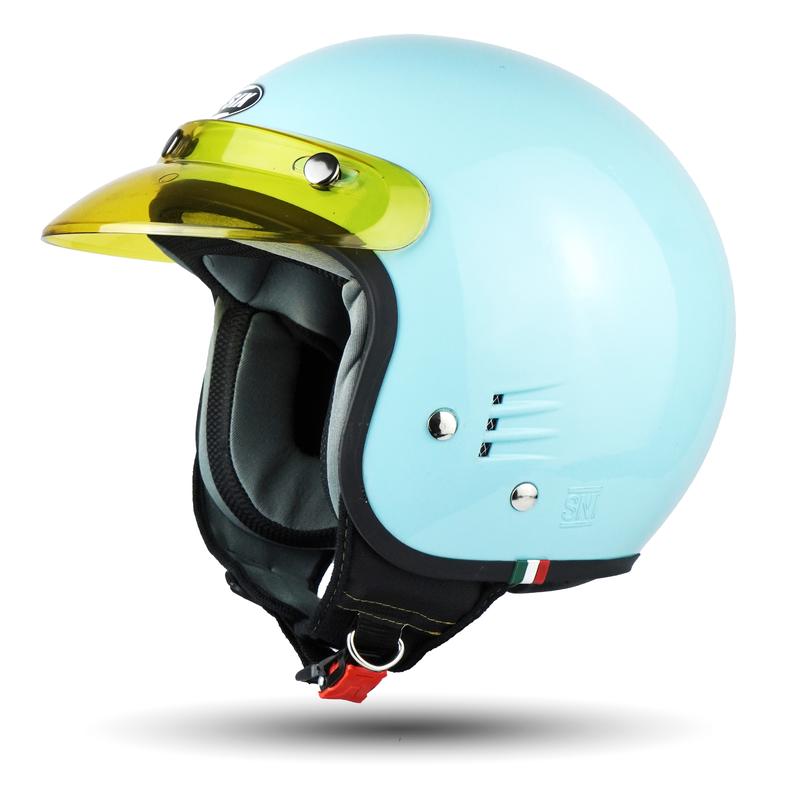 Helm Bogo Polos Pria Wanita  Hijab Friendly Terbaru Retro Pet SNI Kaca Motorcycle 3