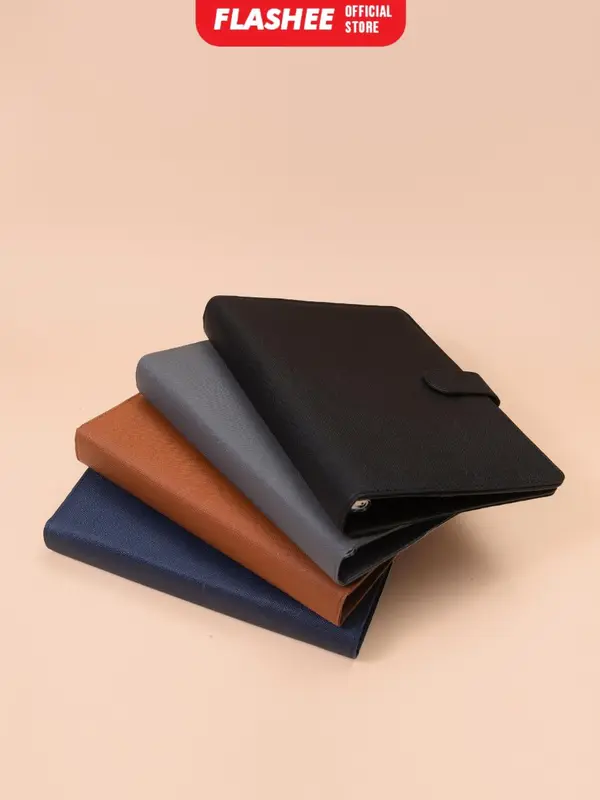 Flashee Binder Kulit Polos Eksklusif A5 20 Ring Buku Agenda Levi A5 Organizer Kulit Sintetis Cover Paper Stationery Multifungsi 5