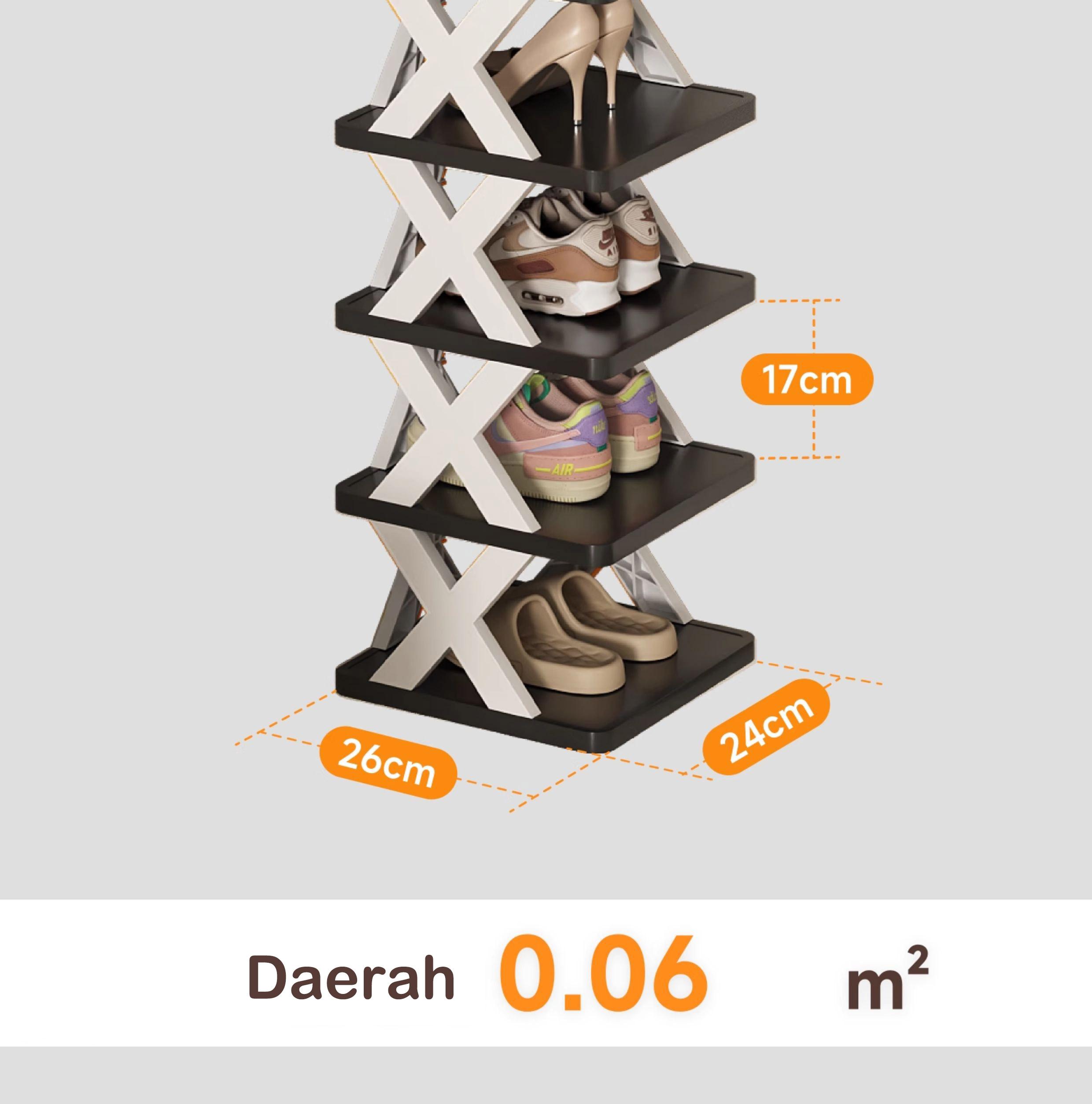 LIVO HOME Rak Sepatu X 7/9 Susun Livo Home Viral Zigzag Material Plastik PP Ringan & Kokoh Pilihan 4-9 Tingkat Mudah Dipasang Gratis Ongkir