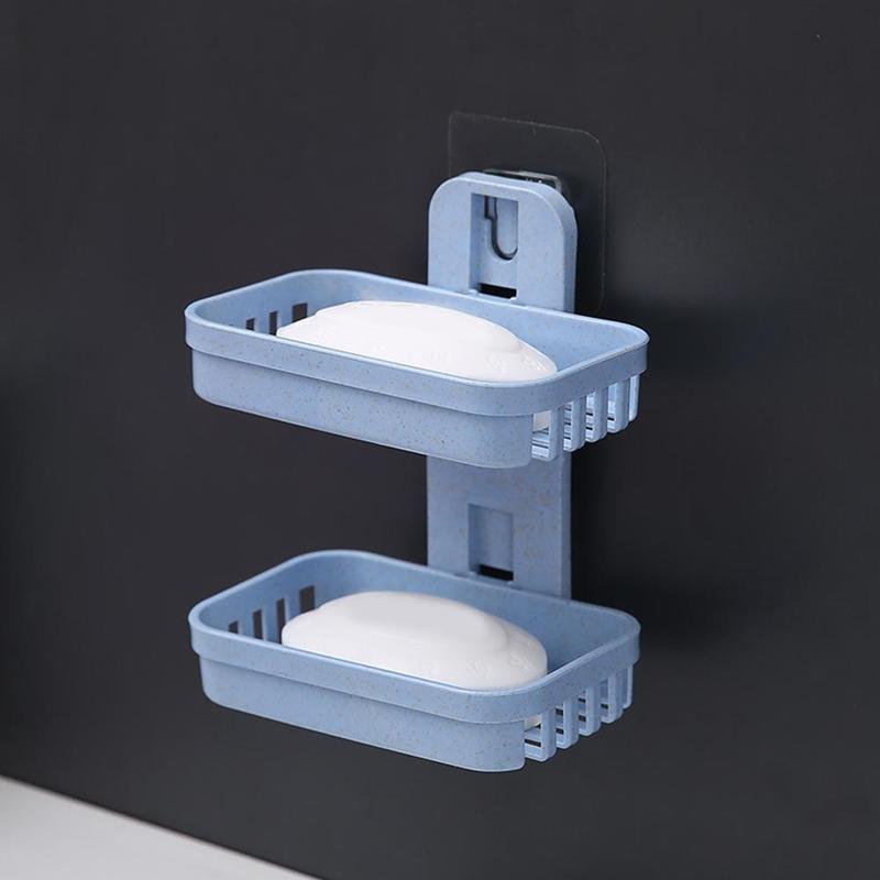 Product Introduction of Double-layer Hollow Soap Box Holder Bathroom Drain Soap Box Suction Cup Soap Holder Wall Hanging Rack 16
