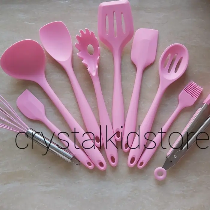 Belvin kitchen utensil silicone silikon pink 10pcs spatula sodet peralatan memasak dapur berkualitas