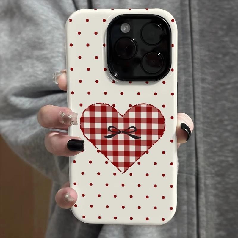 เคสป้องกัน, สำหรับผู้หญิง, ลายจุดและลายหัวใจ, เข้ากันได้กับ iPhone 16, 15, 14, 13, 12, 11, PRO MAX, 