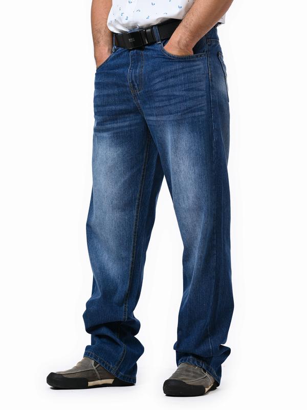 Quần jean nam trung niên LUCA big size ống suông rộng chất denim không co giãn - Pants, Menswear