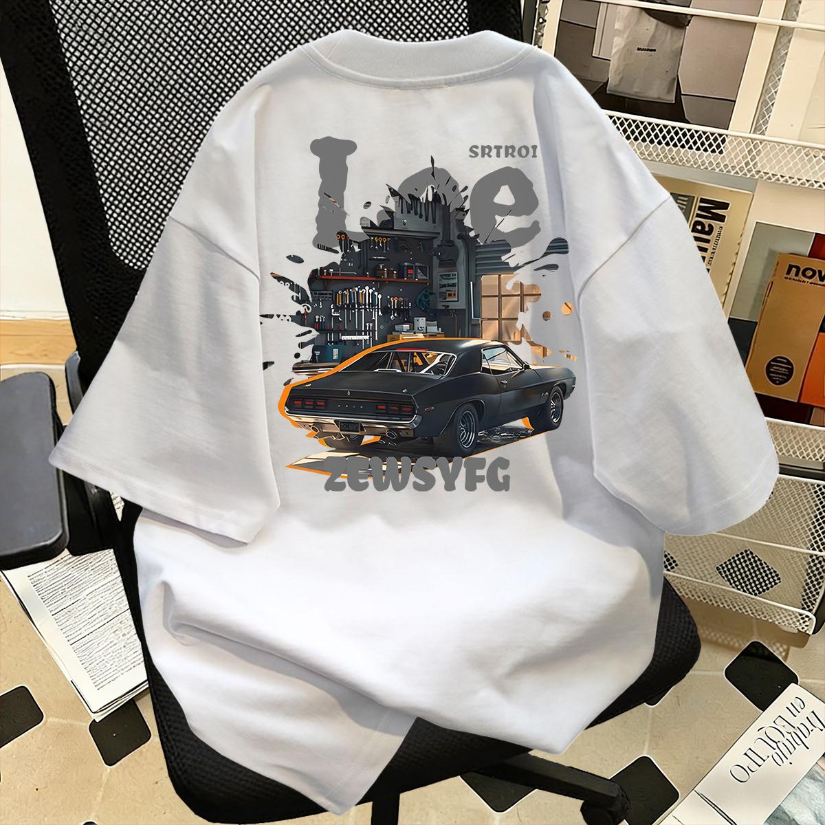 100% Katun Gaya Pakaian Kerja Retro Amerika, Kaos Lengan Pendek Motif Mobil Otot Retro, Garasi, Longgar, Kasual, Kerah Bulat, Unisex 100% Katun Gaya Pakaian Kerja Retro Amerika, Kaos Lengan Pendek Motif Mobil Otot Retro, Garasi, Longgar, Kasual, Kerah Bulat, Unisex