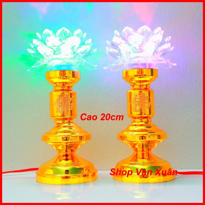 Đèn thờ hoa sen cao cấp đổi màu - Đèn sen trên bàn thờ - đèn thờ gia tiên thờ phật dâng chùa - ĐÈN THỜ Đồ trang trí cao 20cm