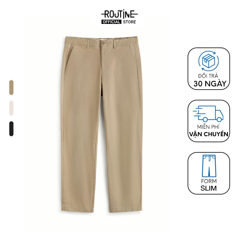 Quần Kaki Nam Premium Ống Ôm Trơn Cotton Form Slim - Routine 10S24PCA002P