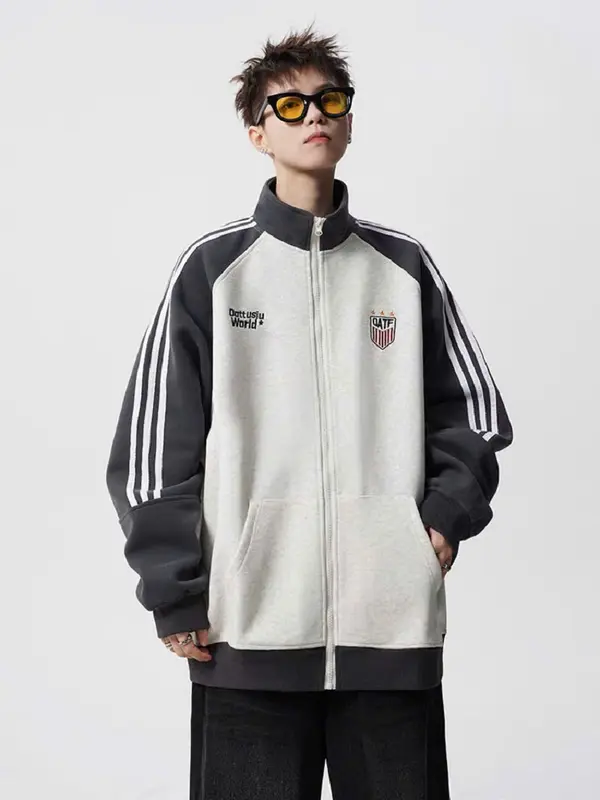 Áo Hoodie Zip Thêu-Áo Khoác Nỉ Khoá Kéo Cổ Cao,Thời Trang Nam Nữ From Rộng - NHÂN MÃ 0
