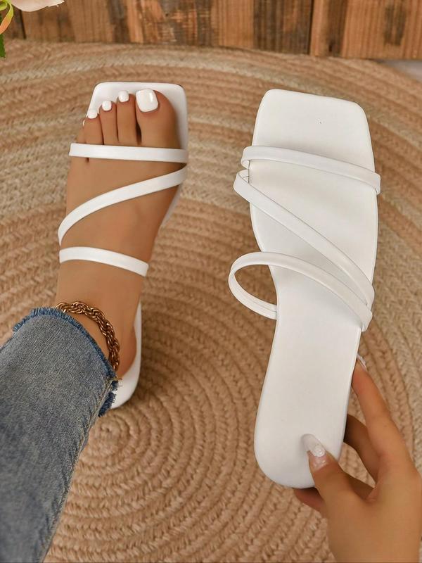 Women's Fashionable Plain Color Slides, Casual Comfortable Flat Sandals for Summer, Lightweight Breathable Slides for Indoor & Outdoor Wear, Walking Shoes 0