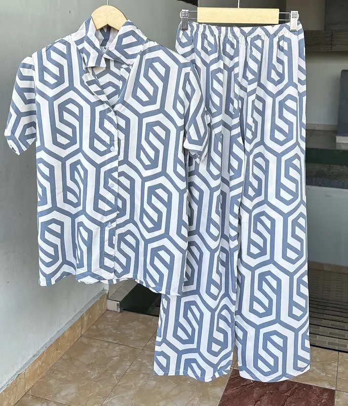 Piyama Bali Satu Set Dengan Celana panjang Motif Sibori Bahan Rayon Grade A Kualitas Super Harga Grosir Polka Dot Musim panas Katun Poliester Baju Tidur Wanita Nyaman Santai 2