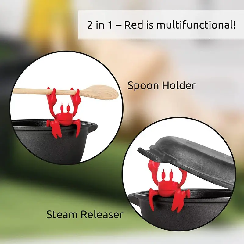 1 Count Heat Resistant Pot Holder, Creative Crab Design Silicone Pot Holder, Non-slip Spoon Rest Kitchen Cooking Kitchenware Accessories for Home Use 3