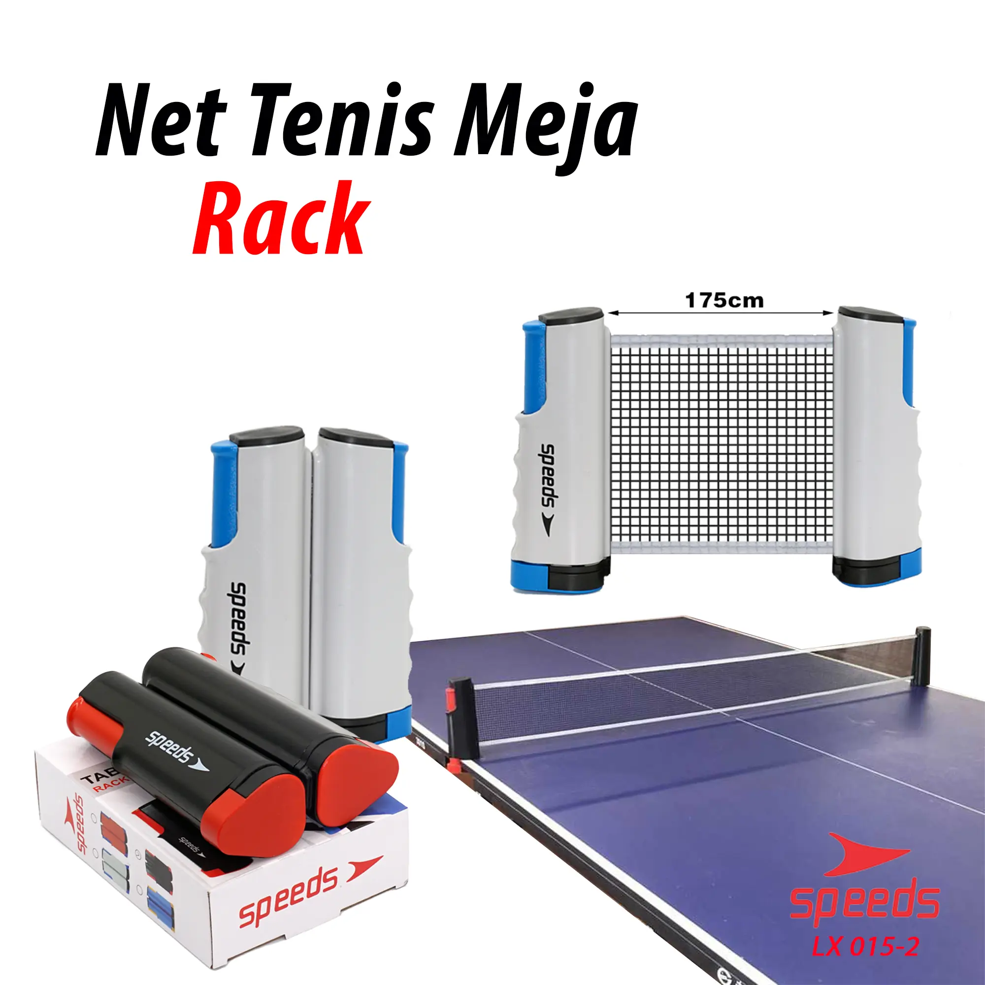 SPEEDS Tiang Net Jaring Tenis Meja Tarik Portable Pingpong Net 015-2 ...