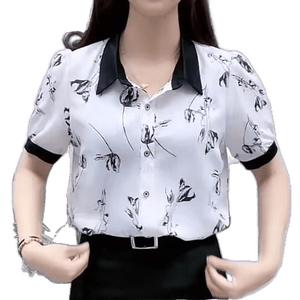 เสื้อเชิ้ตผู้หญิงขนาดเล็ก สไตล์จีน ปรับสภาพฤดูร้อน สวมได้ทุกวัน แขนสั้นหรือแขนยาว คอปก ใส่สบาย