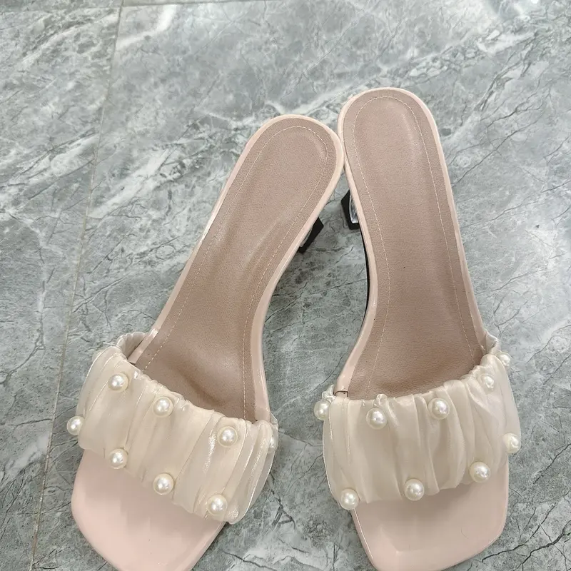 MÃ 62  dép nữ nhún bèo đính ngọc gót 7cm DéP Shoes GiàY Sandal 4