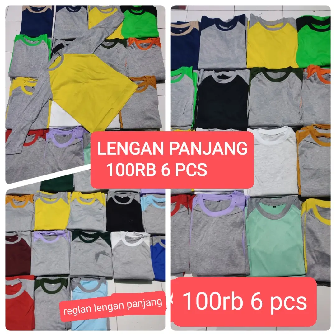 PAKET 6 PCS 100RB KAOS LENGAN PANJANG Polos
