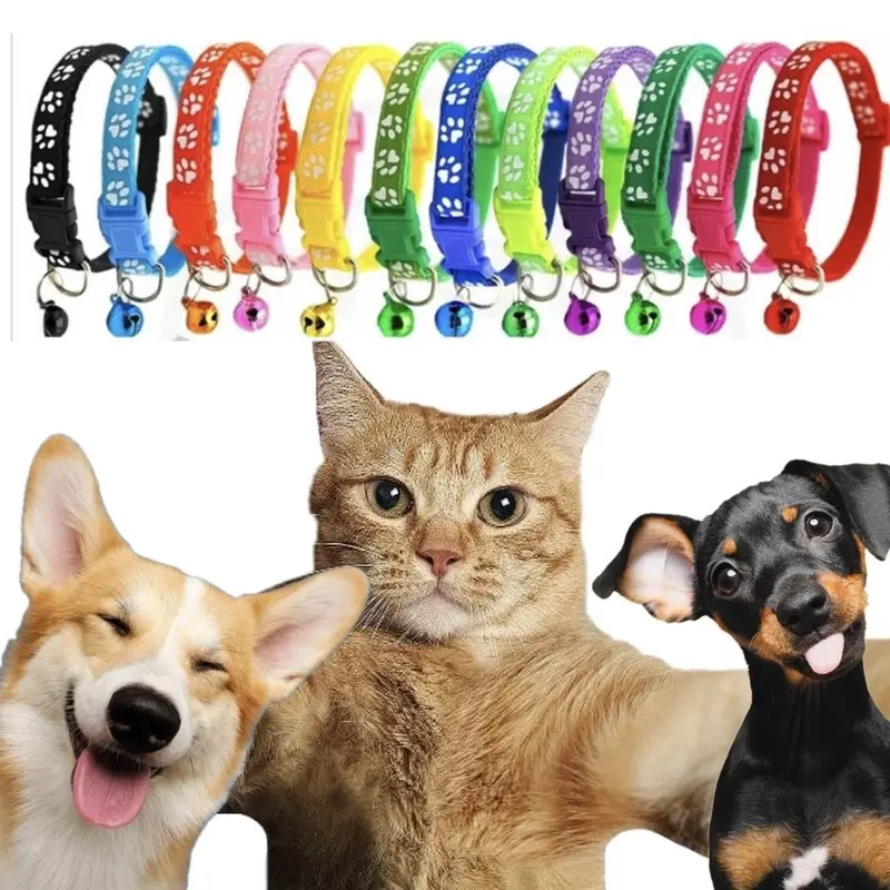 KALUNG HEWAN LONCENG / KUCING ANJING / Tali Leher Anjing Kecil Pet Collar Dog Puppy Kitten Adjustable Motif Tapak Kaki paw 0