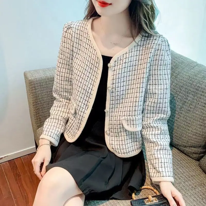 Áo Khoác, Phong Cách , Mỏng, Hàng Mới Về Mùa Xuân 2025, Áo Cardigan Xã Hội Pháp, Thời Trang, Cổ Chữ V Thanh Lịch, Áo Ngắn 5