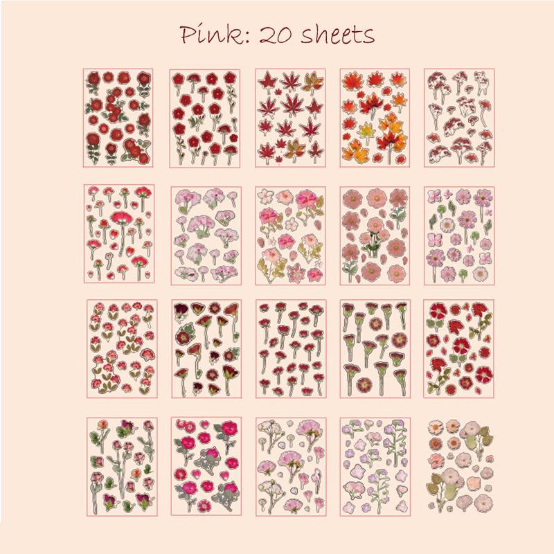 Vintage Floral & Botanical Pattern Stickers (20 Sheets/set), Waterproof Self Adhesive Decorative Stickers, Diy Decals for Water Bottle, Laptop, Phone Case, Scrapbooking, Journal Making 2