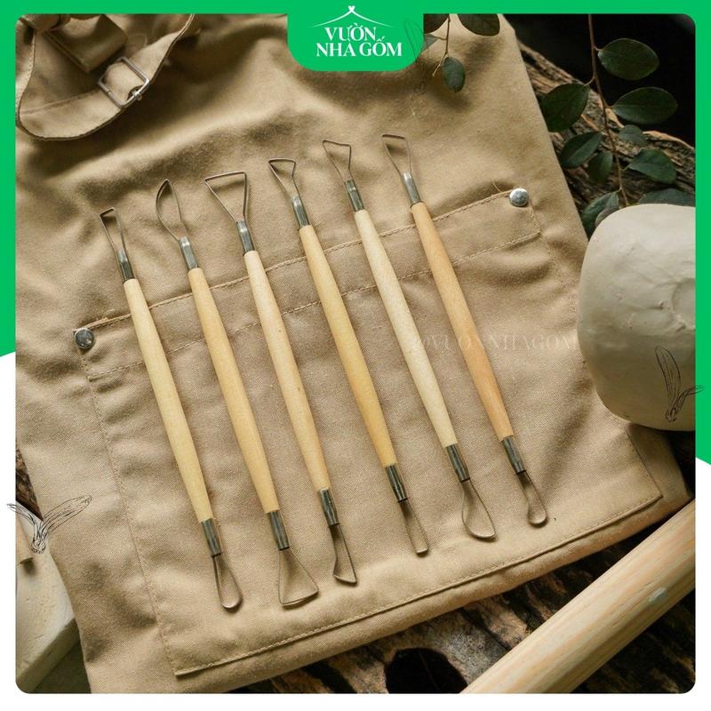 Set 6 dụng cụ làm gốm bán chuyên, dụng cụ tạo hình đất set- Vườn Nhà Gốm 0