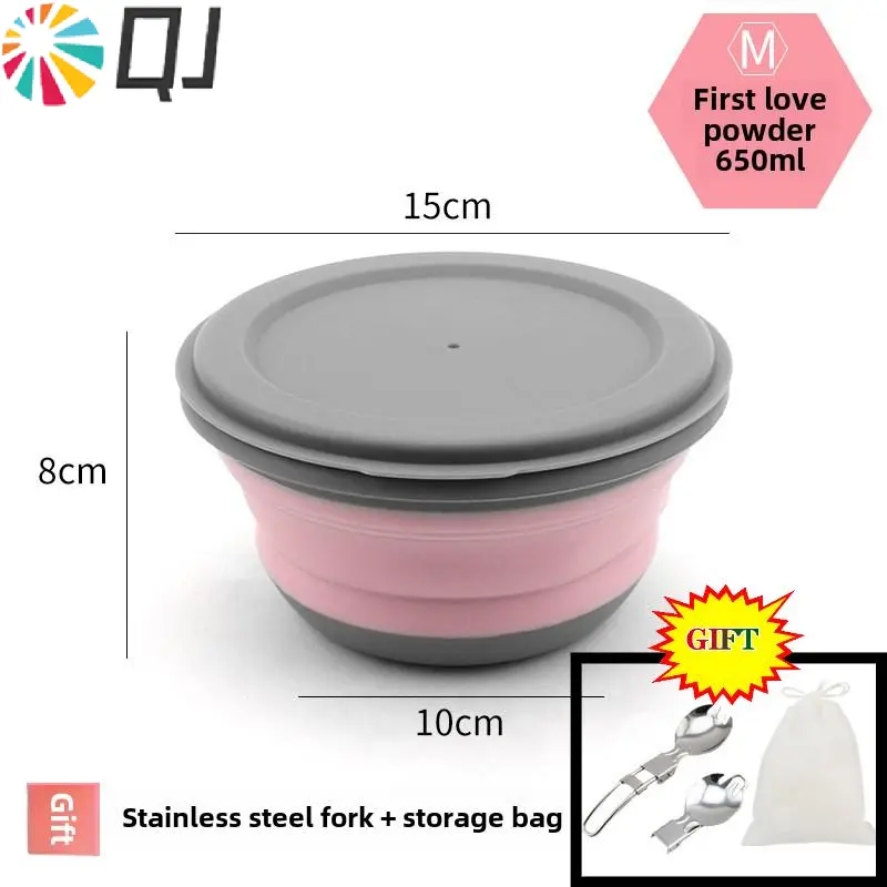 Children's Bowl & Rice Set Folding Bowl Portable Expandable Japan Outdoor Compressed Travel Travel Picnic Utensils Supplies Baby Picnic Drop-proof Lunch Box Portable Outdoor Picnic Supplies