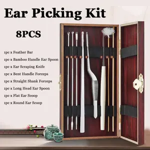 8pcs Set Alat Pembersih Telinga Stainless Korek Kuping Alat Kotoran Telinga Ear Wax Picker