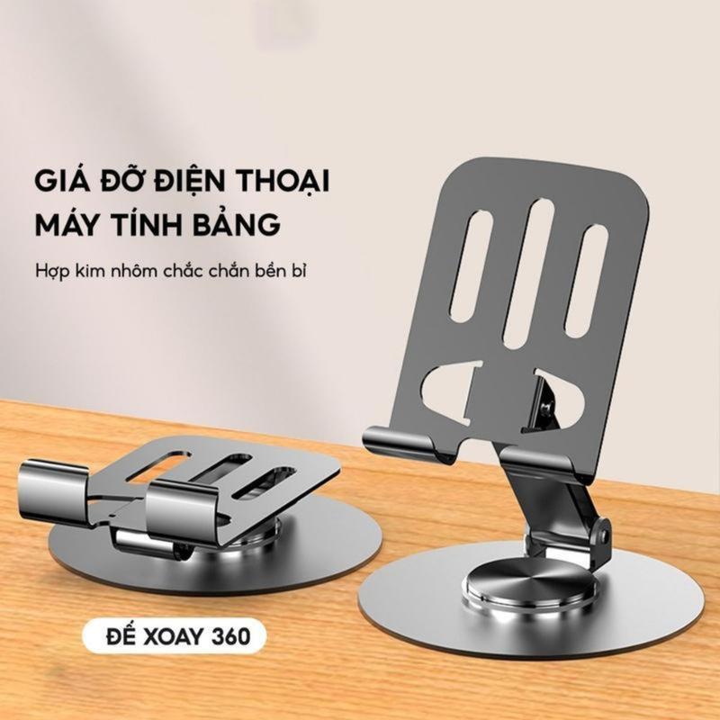 Combo 2 Giá đỡ điện thoại để bàn, chân xoay 360 độ tiện lợi bằng hợp kim nhôm gấp gọn Gia Dụng Số 1 Việt Nam